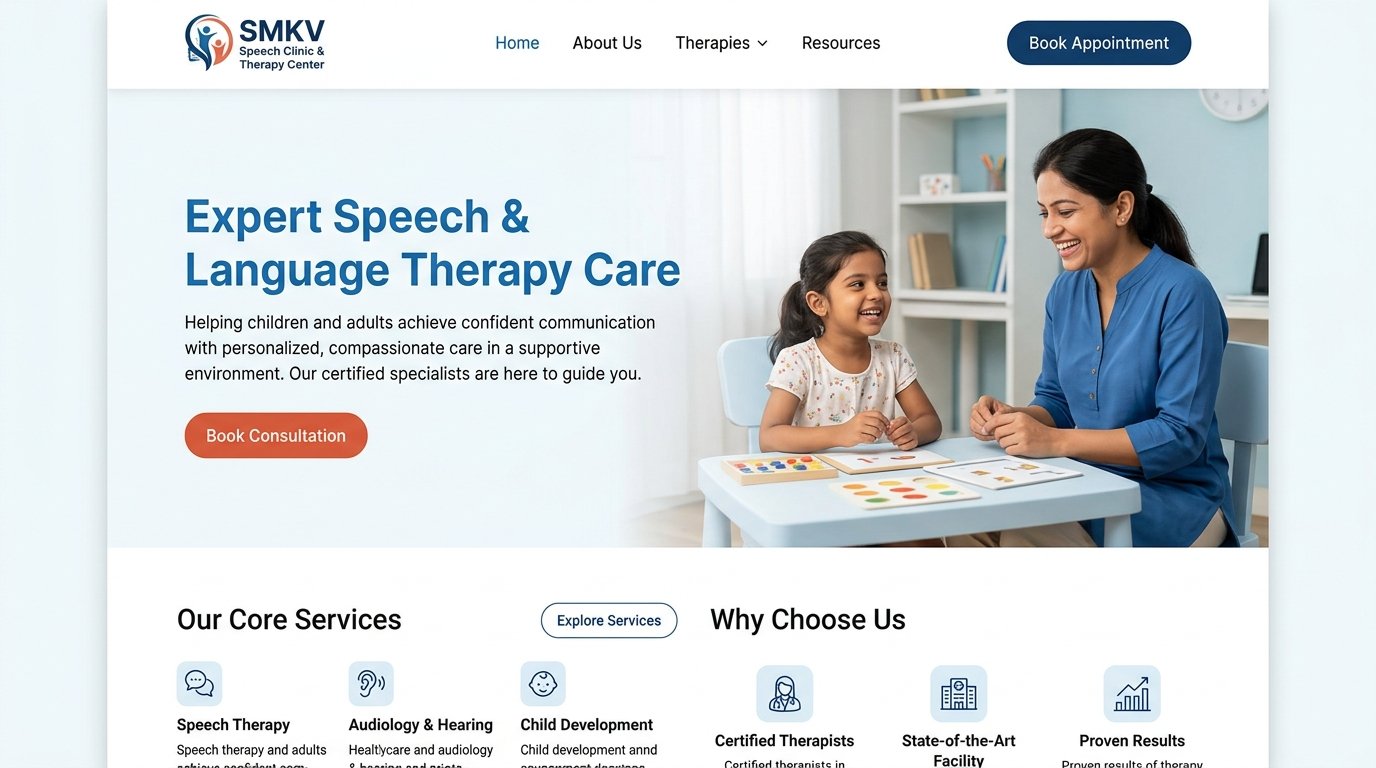 SMKV Speech Clinic website screenshot